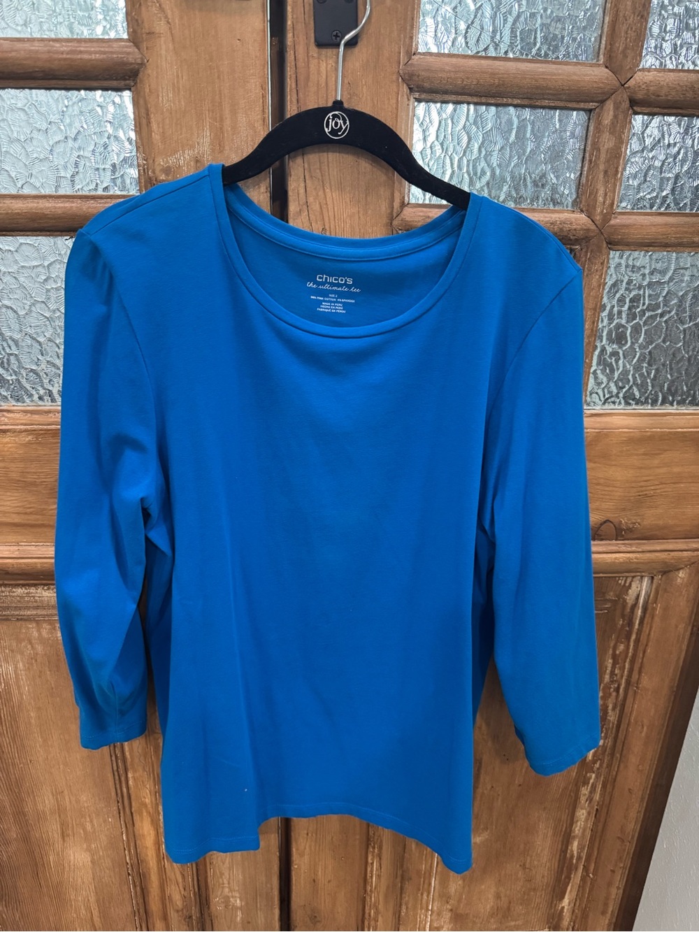 Chico's Blue Long Sleeve Crew Neck Top
